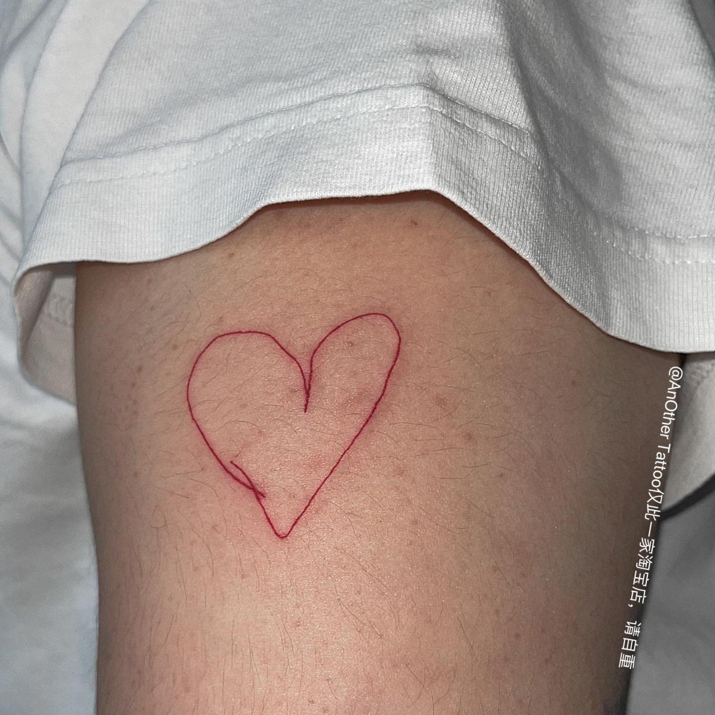 another tattoo极简ins风红色爱心迷你手臂纹身贴买一送一防水