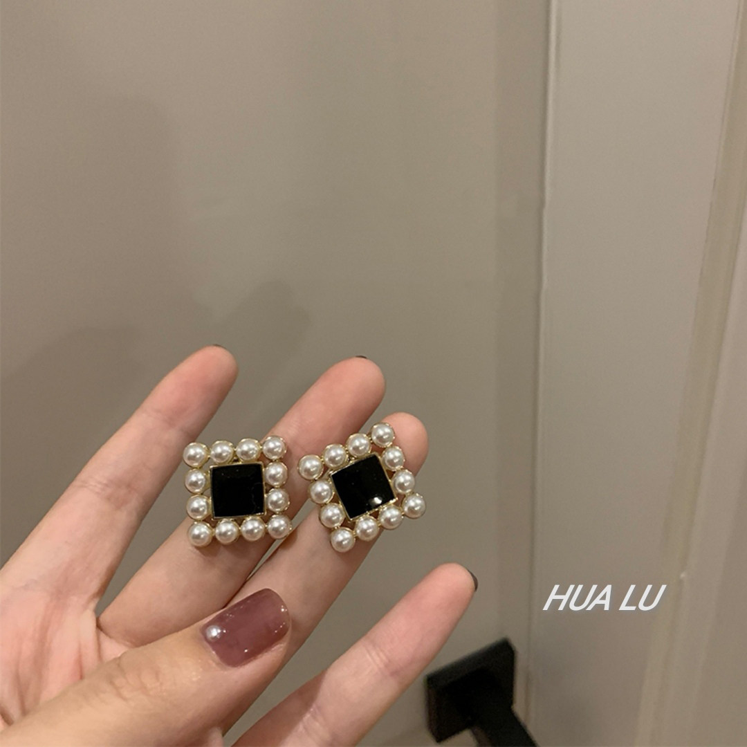 HUALU-超A时髦精~夸张轻奢法式珍珠方形耳环高级感气质耳饰耳夹,饰品/流行首饰/时尚饰品新,耳环,淘宝优惠券,粉丝福利购,淘宝优惠卷