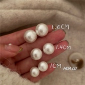 蚊香盘耳夹女 高级感白色棉花珍珠耳钉耳环简约法式 HUALU 珍珠港