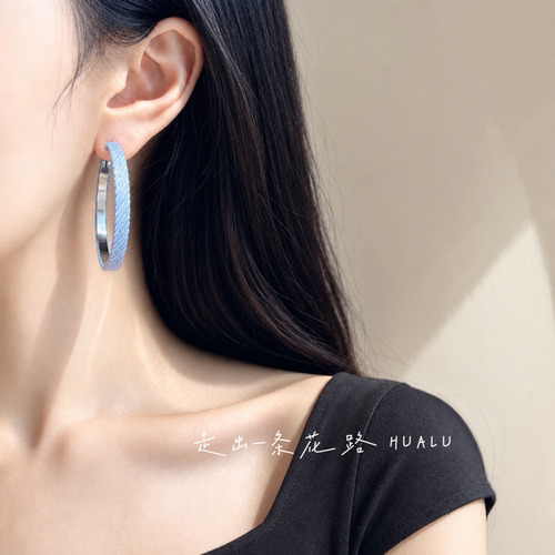 HUALU-止墨～韩系ins甜酷圆环大耳圈气质简约牛仔辣妹耳环耳夹女