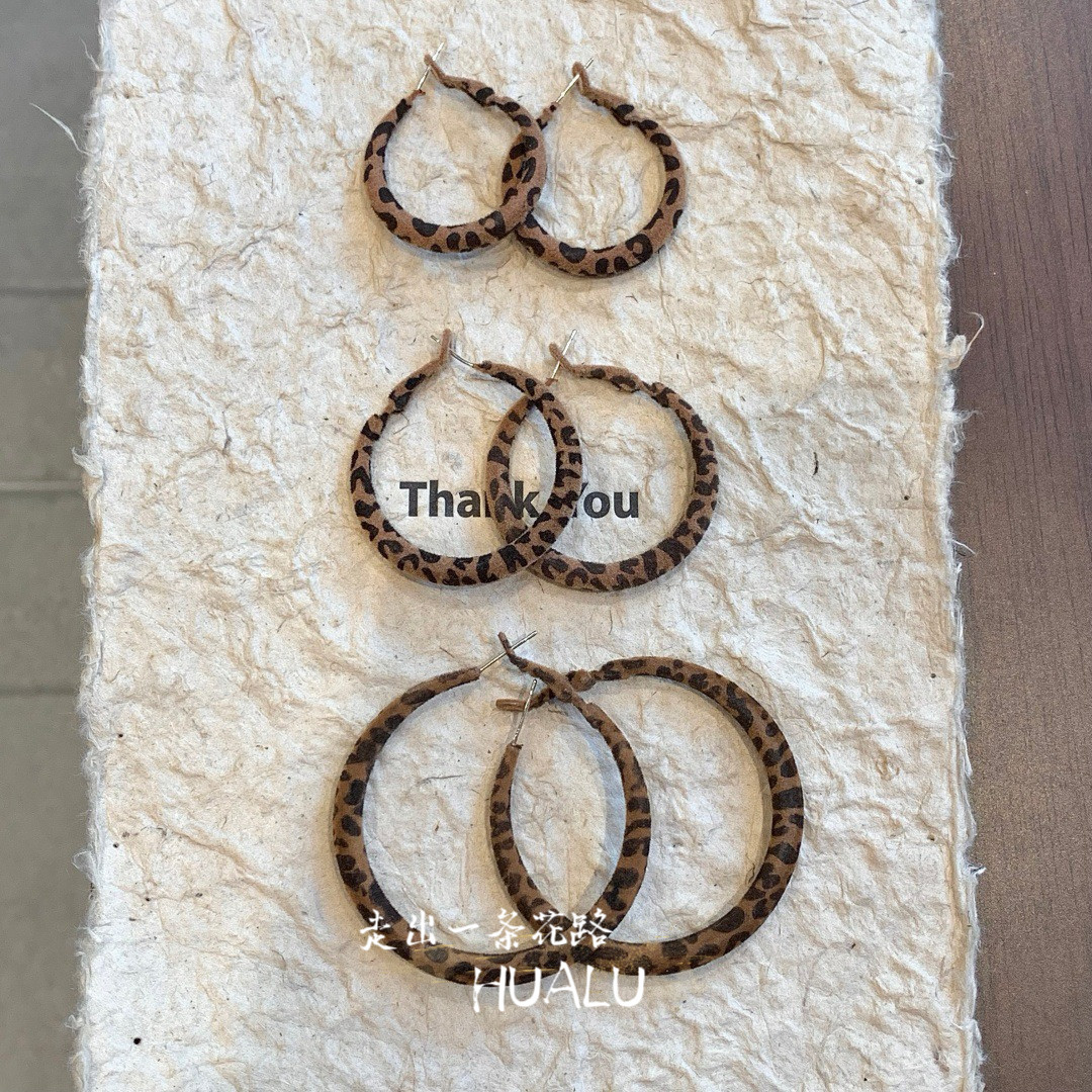 HUALU-豹纹狂野～复古美拉德豹纹耳圈辣妹咖色耳环秋冬高级感耳夹,饰品/流行首饰/时尚饰品新,耳环,淘宝优惠券,粉丝福利购,淘宝优惠卷