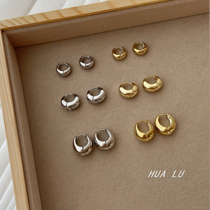 HUALU-素色耳扣 独家定制小胖墩经典百搭韩系ins博主同款金银耳环,饰品/流行首饰/时尚饰品新,耳钉,淘宝优惠券,粉丝福利购,淘宝优惠卷