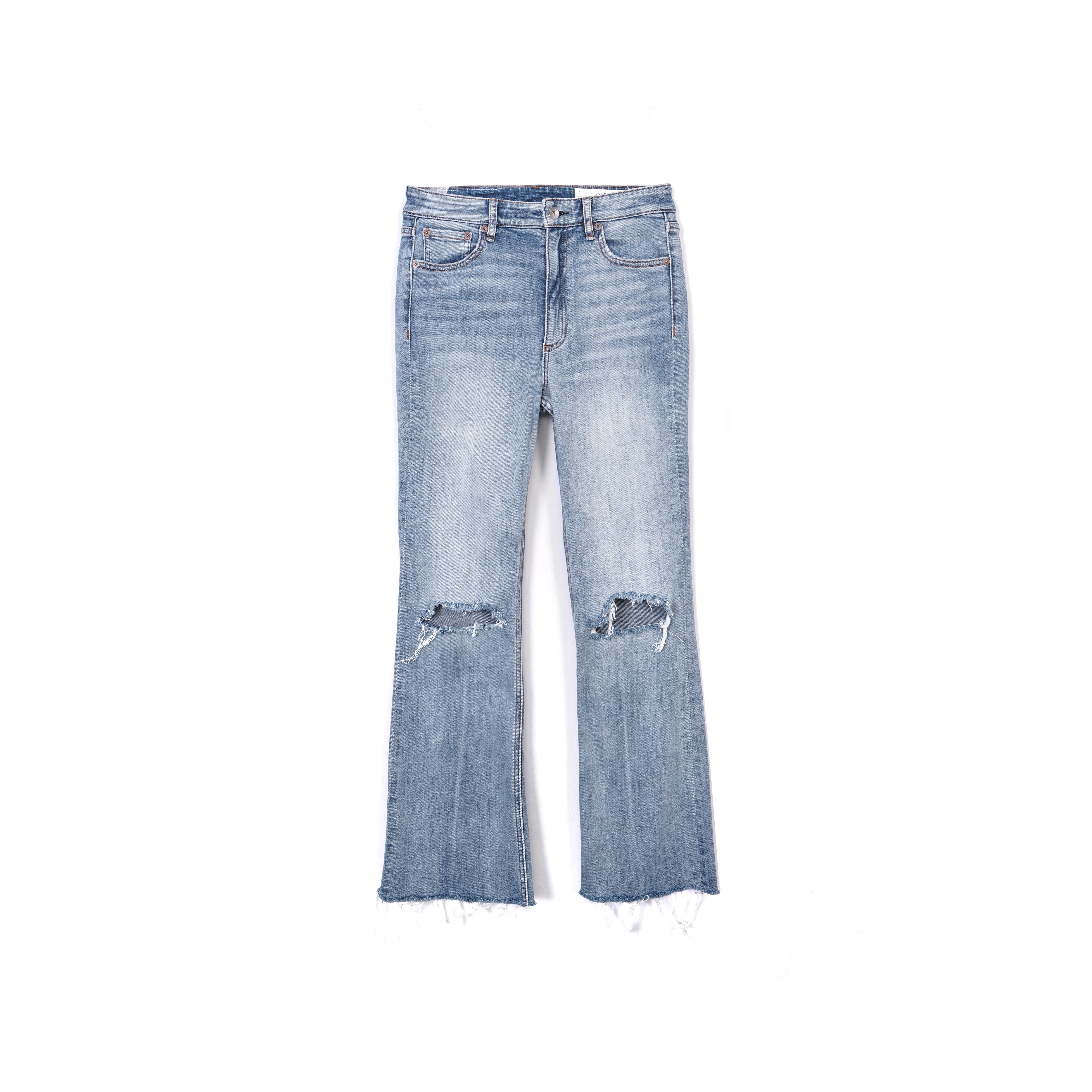 纽约轻奢R&水洗B做旧破洞牛仔裤