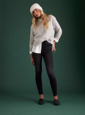 美系AE 复古高端线 女款 灰黑色Super High-rise超高腰紧身牛仔裤