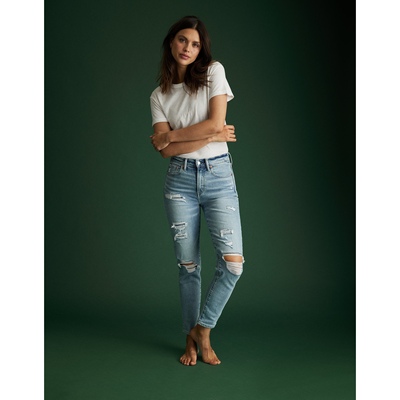 AE高端线高腰破洞水洗做旧牛仔裤