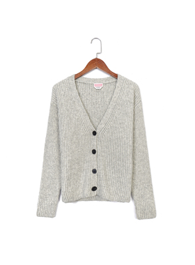 纽约轻奢KS 女款 复古罗纹粗针v领花纱针织衫 毛衣外套