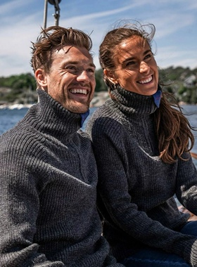 无性别 挪威户外UL 100%羊毛 付华夫格半高拉链针织衫 毛衣