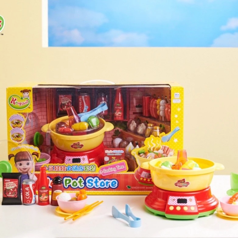 小豆娃娃电饭煲火锅店儿童仿真过家家男小女孩3一6岁宝宝煮饭套装