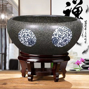 景德镇陶瓷鱼缸古法养鱼缸中式 创意鱼缸庭院生态鱼缸无洞水培花盆