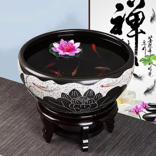 陶瓷鱼缸古法养鱼缸荷花盆铜钱草睡碗莲水培花盆乌龟缸客厅摆件