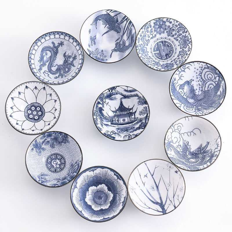 青花瓷茶杯6个装陶瓷功夫茶杯斗笠杯釉下彩茶杯盏复古品茗主人杯,餐饮具,茶杯,淘宝优惠券,粉丝福利购,淘宝优惠卷