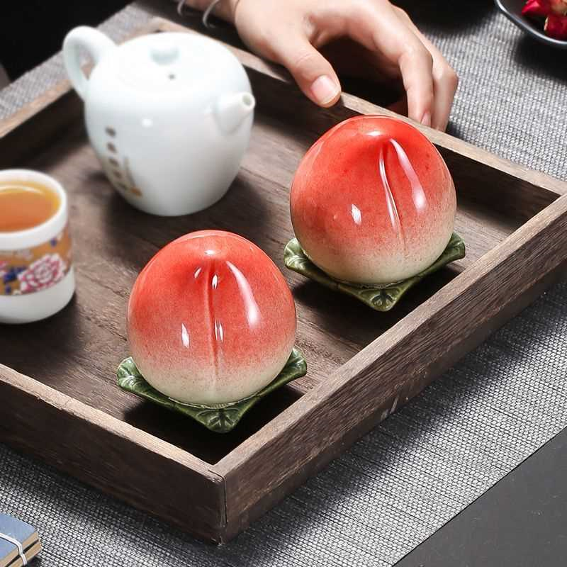 锦溢家用寿桃茶叶罐陶瓷防潮储藏罐茶叶包装盒存储密封罐功夫茶道