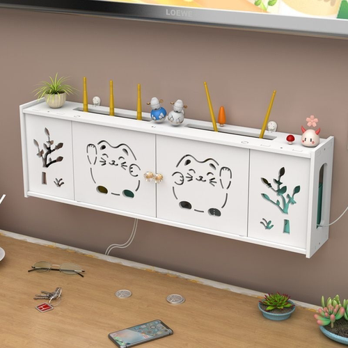 无线wifi路由器置物架收纳盒子免打孔壁挂式电视机顶盒挂墙放置架