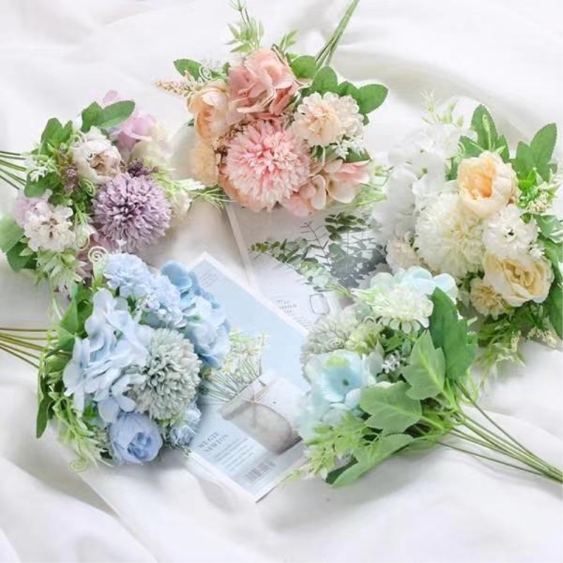 单束假花仿真花束婚庆手捧花客厅房间卧室清仓混合式插花装饰假花