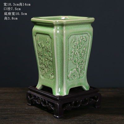 哥窑高款中国风陶瓷花盆创意桌面复古老桩飘枝植物绿植专用造景盆