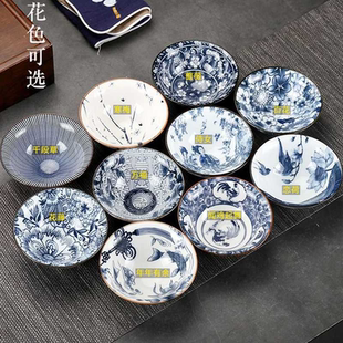 复古青花茶杯陶瓷功夫小茶杯单杯主人杯茶盏套装茶碗品茗杯斗笠杯