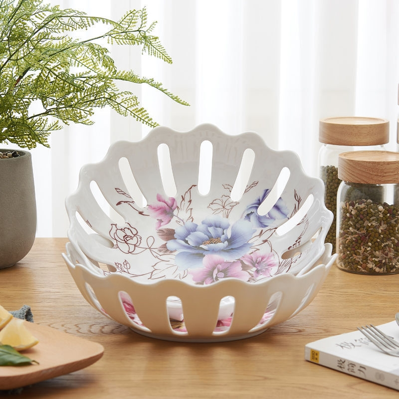 欧式创意水果盘镂空干果盆婚庆家用糖果盘塑料果碟现代客厅水果篮