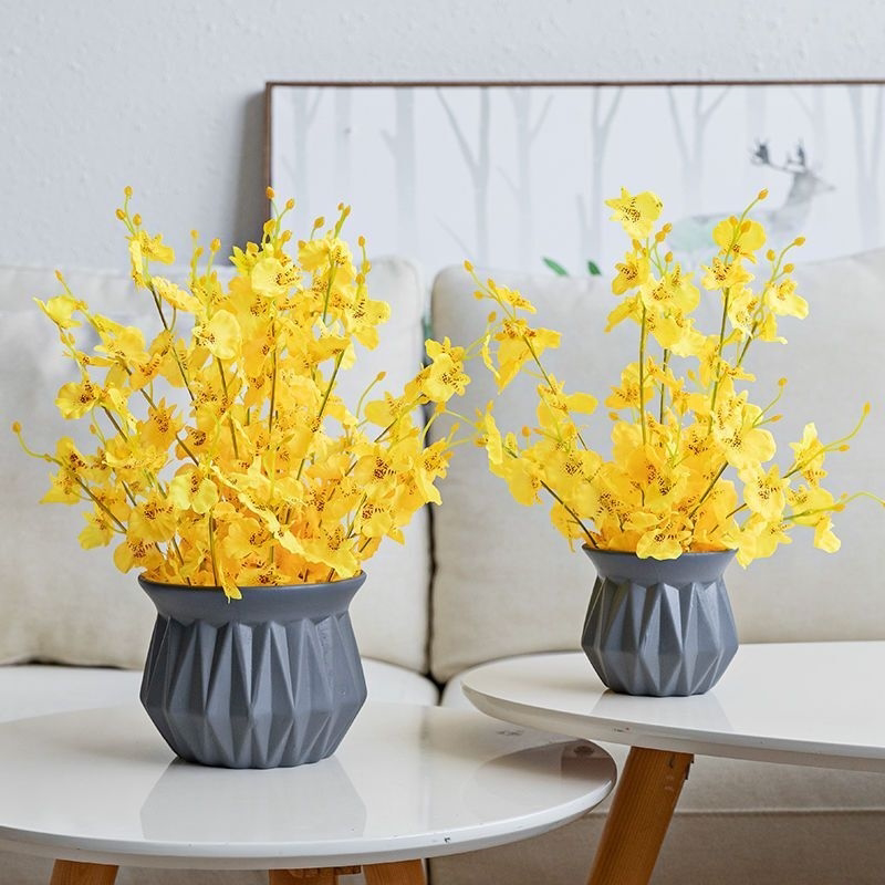 跳舞兰仿真花高品质防真假花摆设绢花装饰客厅餐桌花束花卉插花