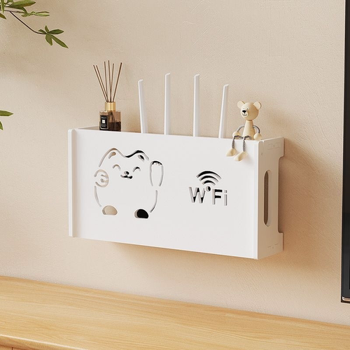 路由器收纳盒墙上免打孔壁挂式wifi机顶盒置物架无线光猫插座遮挡