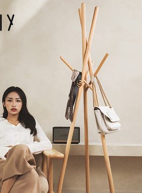 实木落地衣帽架立式可移动挂衣架子卧室客厅家用办公室房间床头