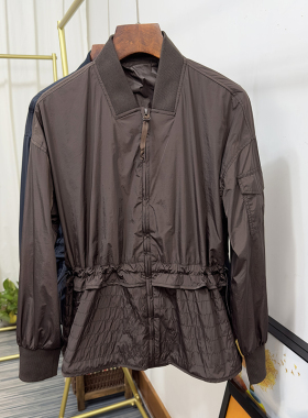 欧货时尚高级感气质小立领夹克外套女抽绳收腰休闲通勤显瘦防风衣