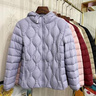 轻薄90绒子轻暖连帽女羽绒服秋冬修身 休闲宽松显瘦保暖白鸭绒外套