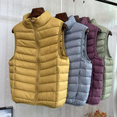短款 轻便型款 白鸭绒羽绒服立领马甲加肥大码 秋冬保暖百搭坎肩背心