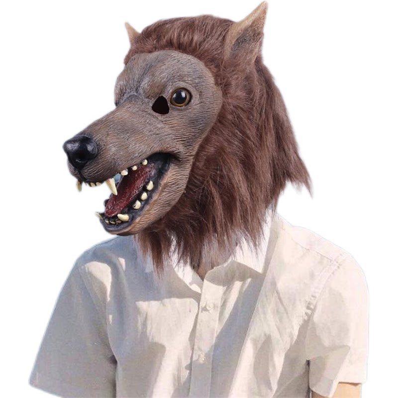 万圣节灰太狼面具动物头饰可爱的狼人杀头套酒吧搞笑表演服装道具