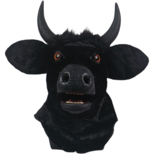 牛头套面具黑牛可张嘴动物头套万圣节装扮搞怪道具cos直播可爱