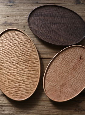 不凡木逸樱桃木日式手作雕刻茶盘整木烘焙餐盘咖啡托盘ins木盘子