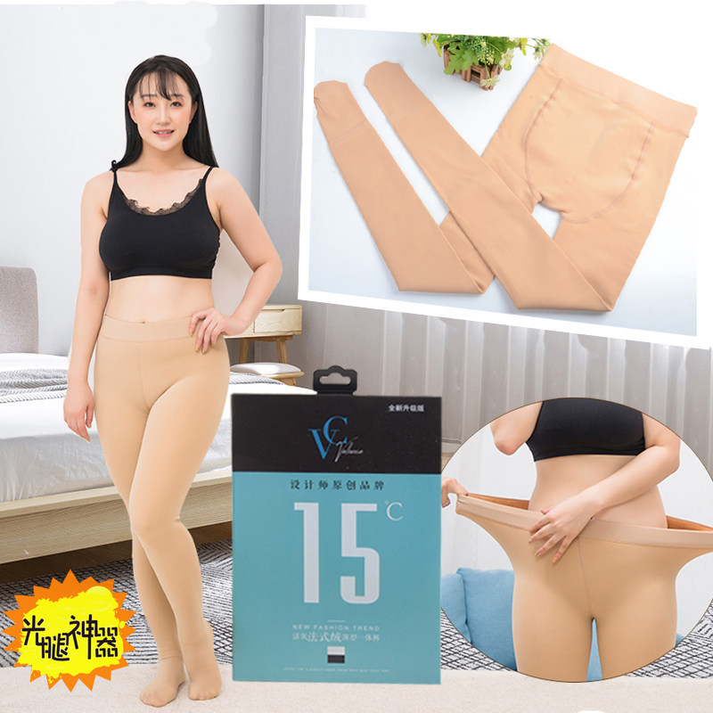 西瓜裆自然法式薄绒打底裤袜