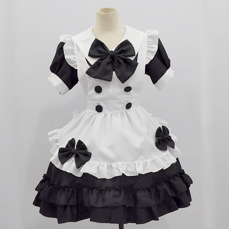万圣节服装lolita全套女仆装日本厨娘日常黑白女佣萝莉连衣裙