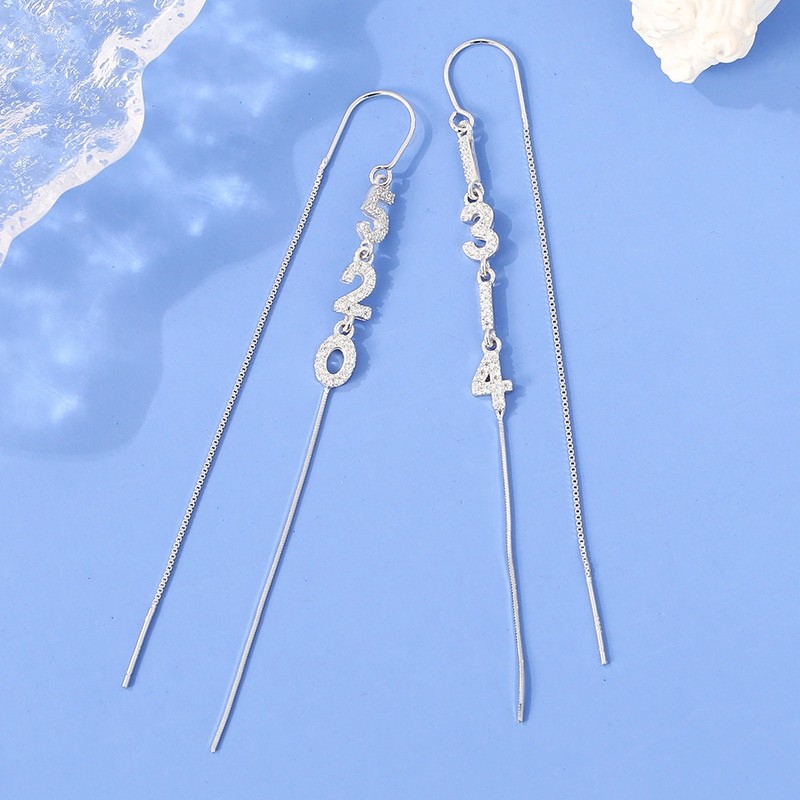 莫桑石群镶满钻5201314耳坠