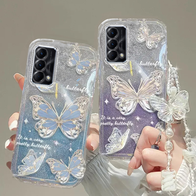 Realme真我Q3pro狂欢手机壳Realme Q透明Q2蝴蝶Q5套25全包X2防摔X7潮V3新V11高档15手链V60闪粉23大师v30薄50