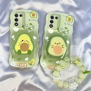 oppok10手机壳k10/pro/k9/x活力版手机壳全包波浪边女透明软硅胶磨砂防摔外壳套牛油果清新