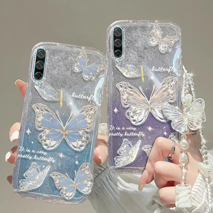 荣耀play3手机壳荣耀play 4透明蝴蝶5套6全包pro防摔T潮note10奢华9高档C手链30闪粉100款40新50软80女honor