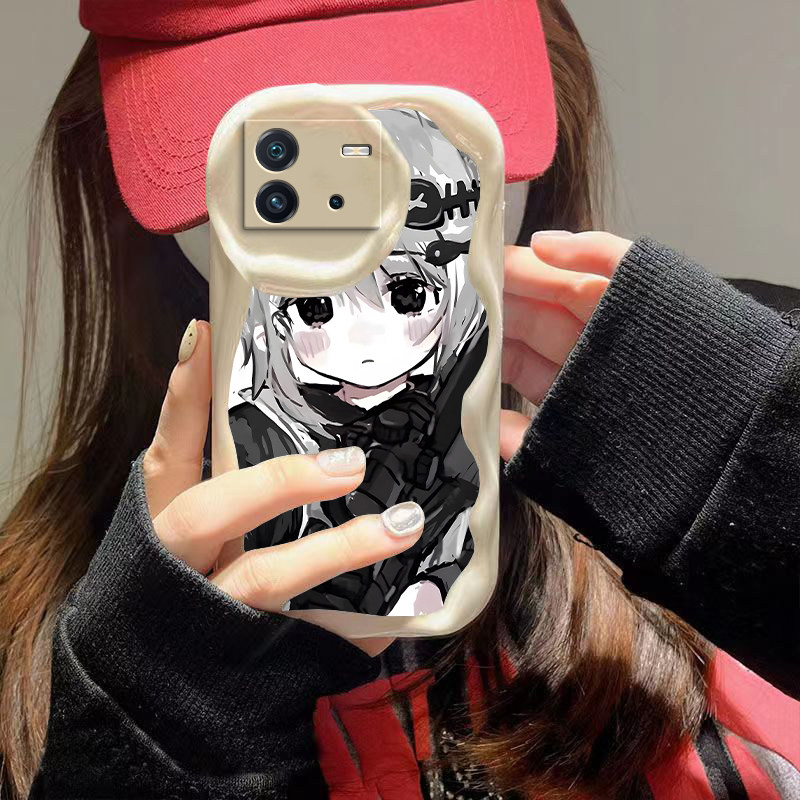 防摔硅胶奶油波浪猫耳女孩