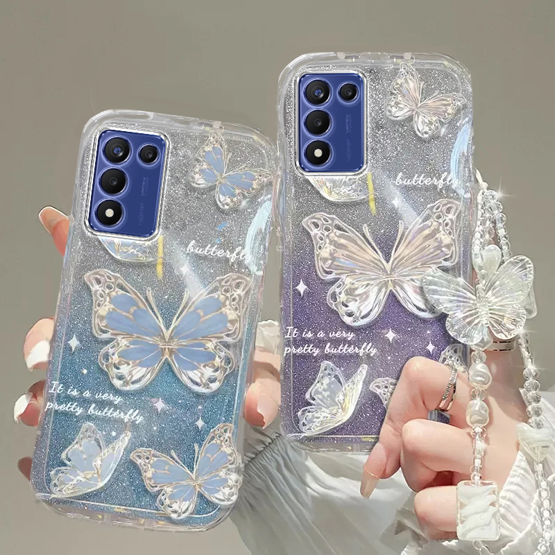 Realme真我Q3s手机壳Realme Q透明Q2蝴蝶Q5套25全包X2防摔X7潮V3新V11高档15手链V60闪粉23大师v30狂欢V50