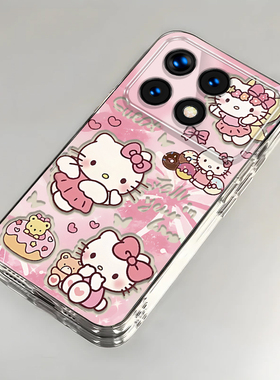 卡通kt猫红米K70壳透明23113RKC6C全包防摔软男女可爱套外壳
