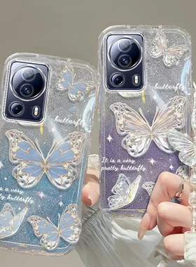 小米civi/civi1s/civi2手机壳note3透明软套全包防摔可爱硅胶潮奢华高档蝴蝶手链闪粉