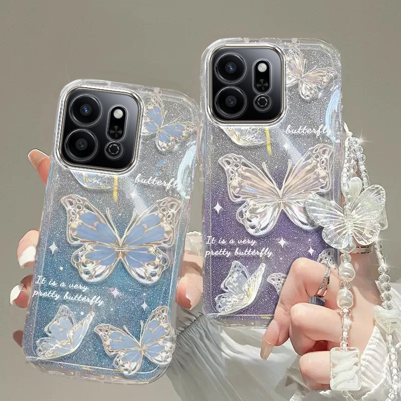 荣耀play9T手机壳荣耀play 3透明蝴蝶4套6全包pro防摔5潮note10奢华8高档T手链30闪粉100款40新50软70女honor