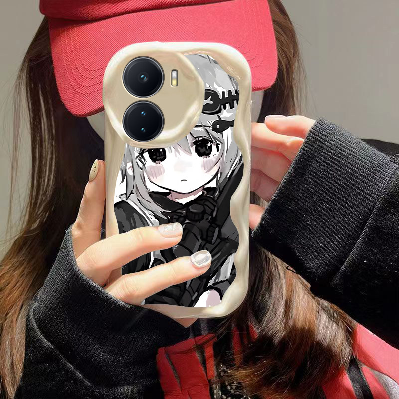 防摔硅胶奶油波浪猫耳女孩