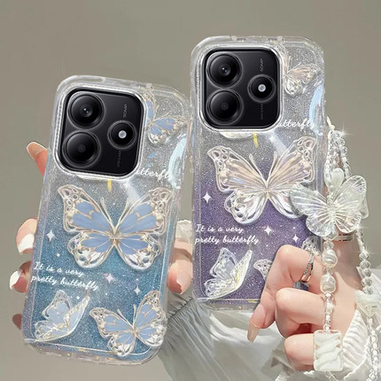 红米note14手机壳红米note 12透明11蝴蝶套全包PRO+防摔E潮R奢华13高档10手链8闪粉9男女10a潮7薄5款新redmi