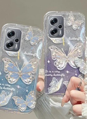 红米note11TPRO手机壳红米note 13透明12蝴蝶套全包+防摔E潮R奢华14高档10手链8闪粉9男女10a潮7薄5款新redmi