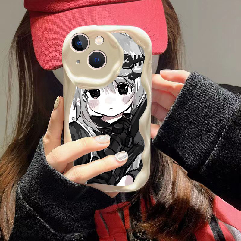 防摔硅胶奶油波浪猫耳女孩
