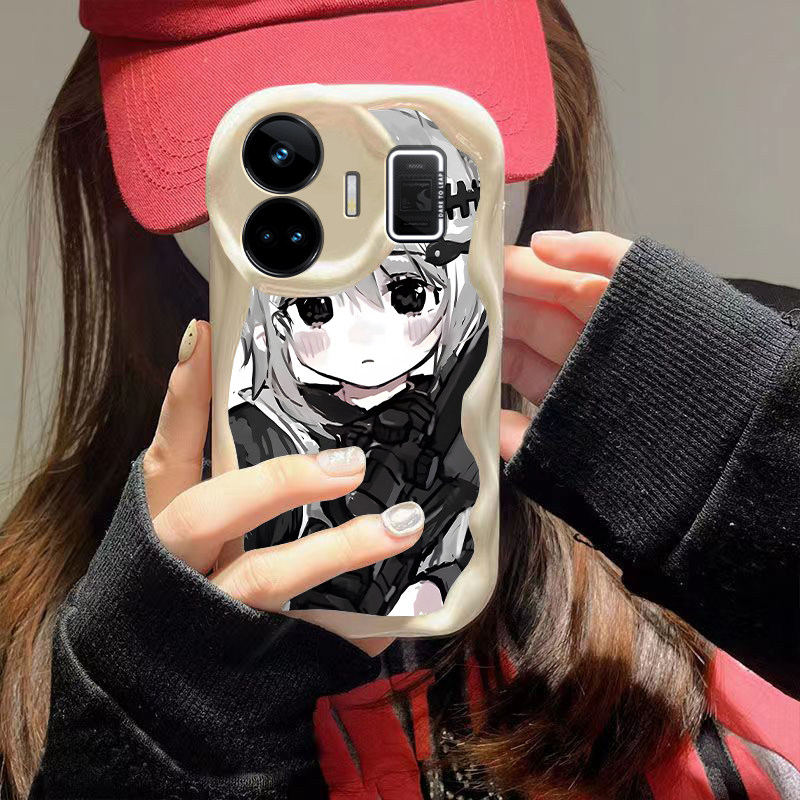 防摔硅胶奶油波浪猫耳女孩