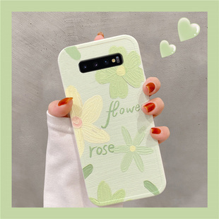 三星S10+手机壳闺蜜小花油画可爱创意全包潮牌款仙女清新