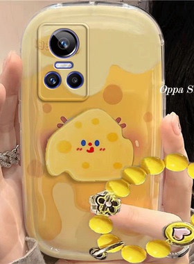 realme gtneo3手机壳可爱黄色奶酪卡通适用真我gtneo3新款防摔硅胶软女创意全包气垫保护套