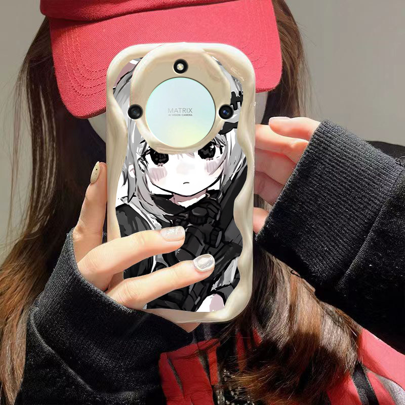 防摔硅胶奶油波浪猫耳女孩