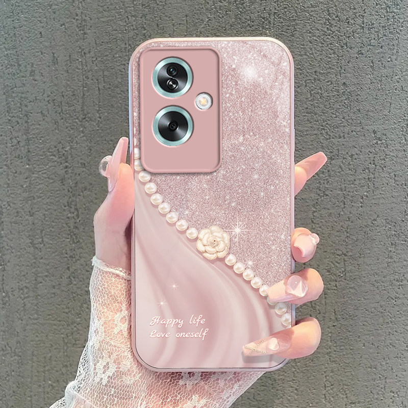 OPPOA2/A2X/A2Pro/A2M手机壳新款玻璃保护套卡通可爱全包珍珠花朵
